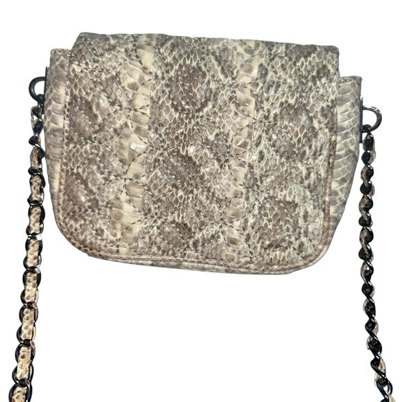 Inge Christopher Genuine Snakeskin Quilted Crossbody Bag Gunmetal Chain Luxury - Picture 2 of 13